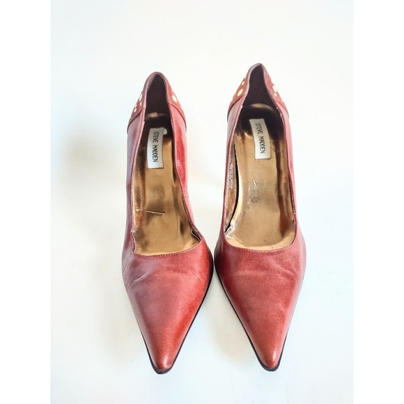 Steve Madden High Heel Shoes 4" Leather Brown Studs Tifani Size 9 Pointy Toe Vtg - Picture 6 of 10